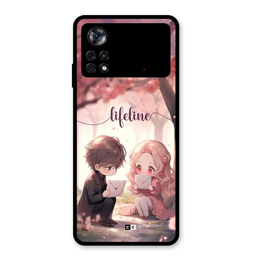 Cute Anime Couple Glass Back Case for Poco X4 Pro 5G