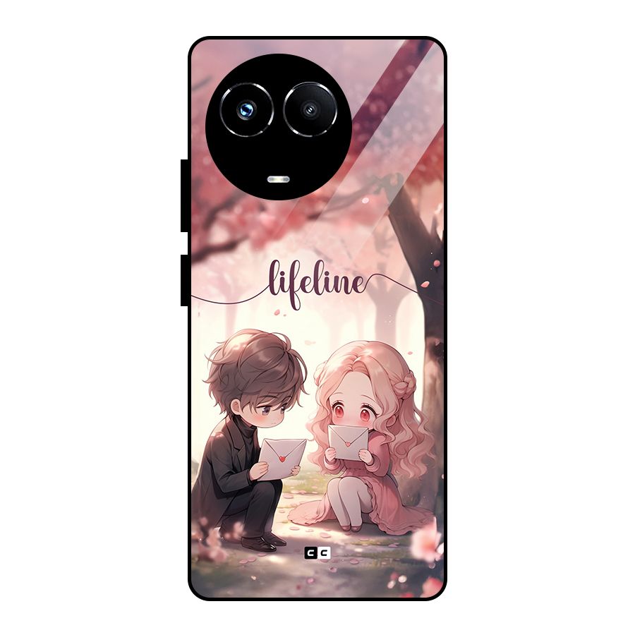 Cute Anime Couple Glass Back Case for Realme 11X
