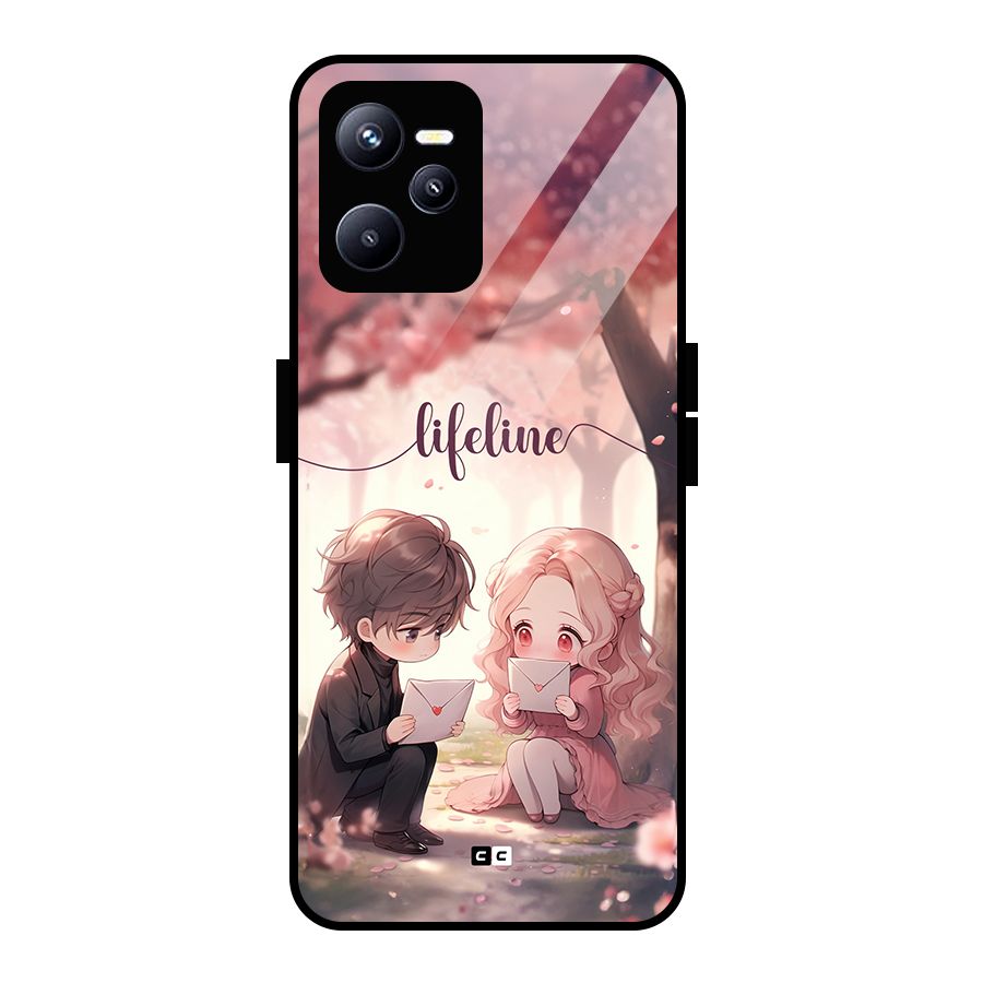 Cute Anime Couple Glass Back Case for Realme C35