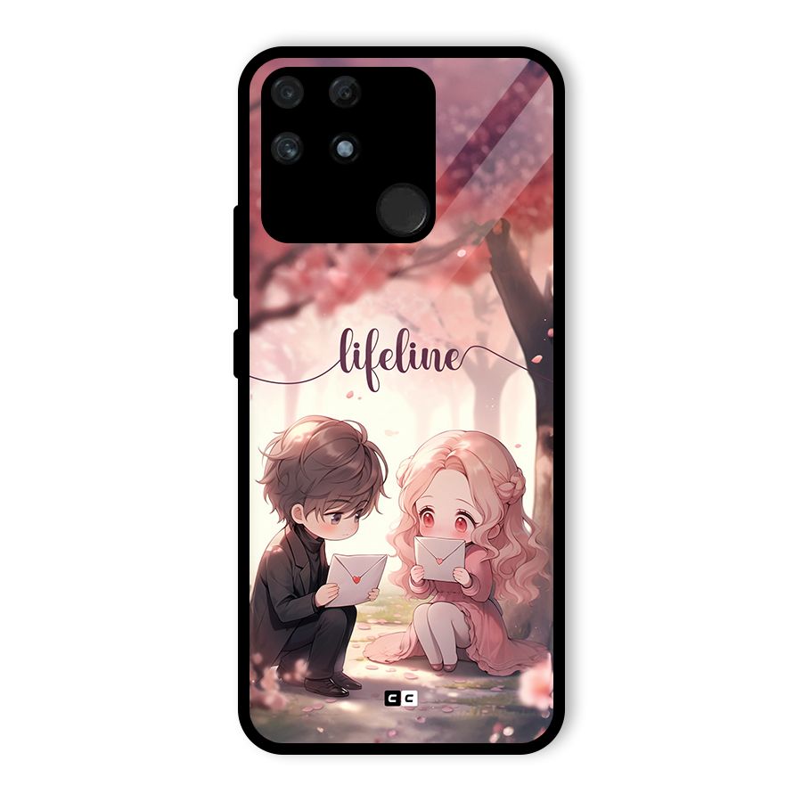 Cute Anime Couple Glass Back Case for Realme Narzo 50A