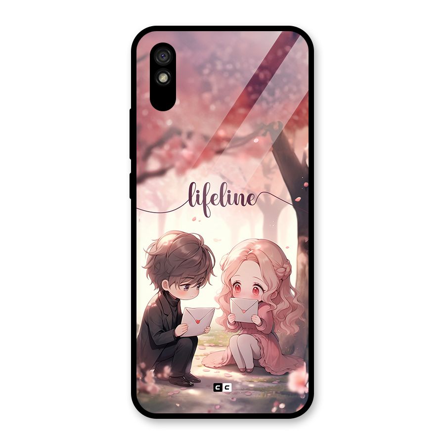 Cute Anime Couple Glass Back Case for Redmi 9A