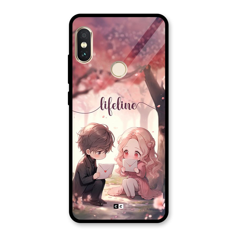 Cute Anime Couple Glass Back Case for Redmi Note 5 Pro