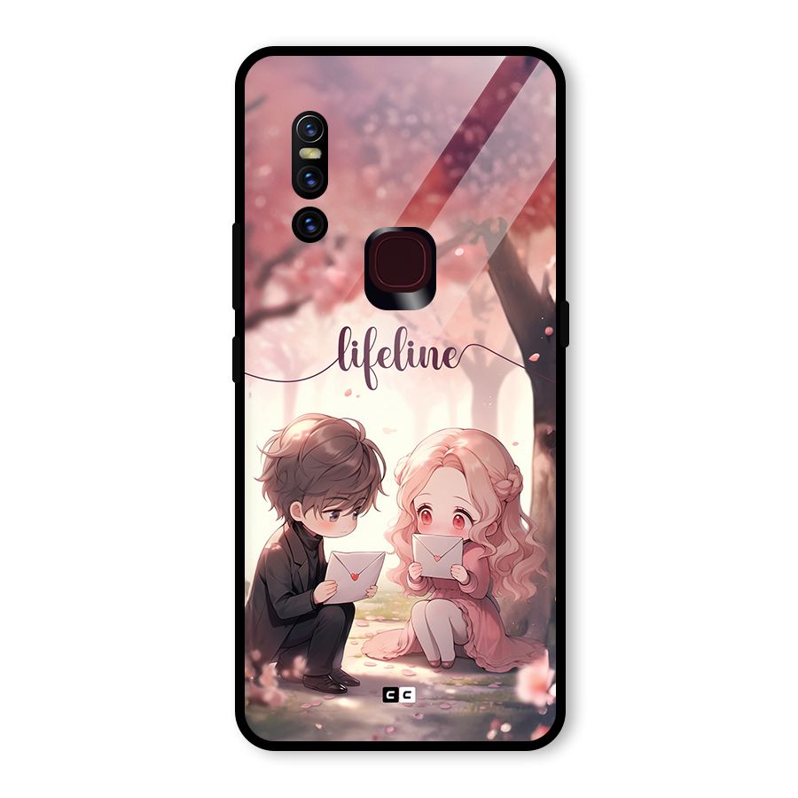 Cute Anime Couple Glass Back Case for Vivo V15