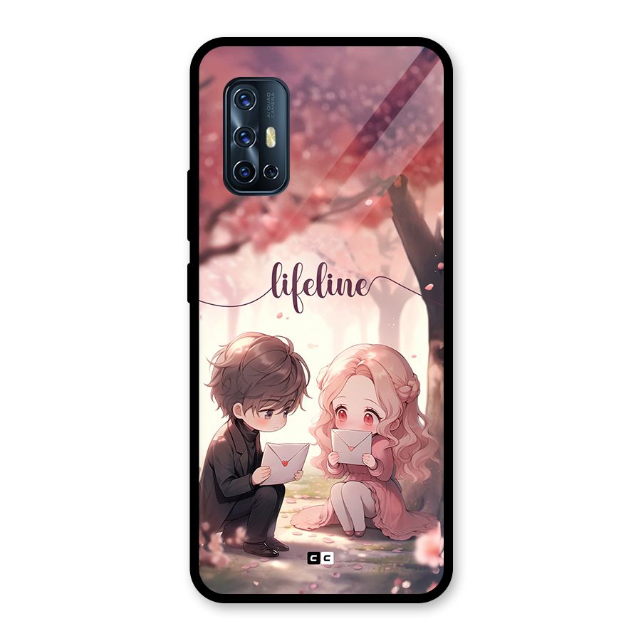 Cute Anime Couple Glass Back Case for Vivo V17