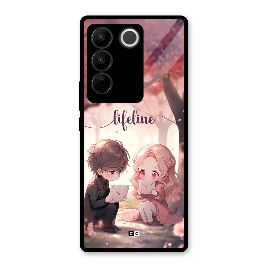 Cute Anime Couple Glass Back Case for Vivo V27