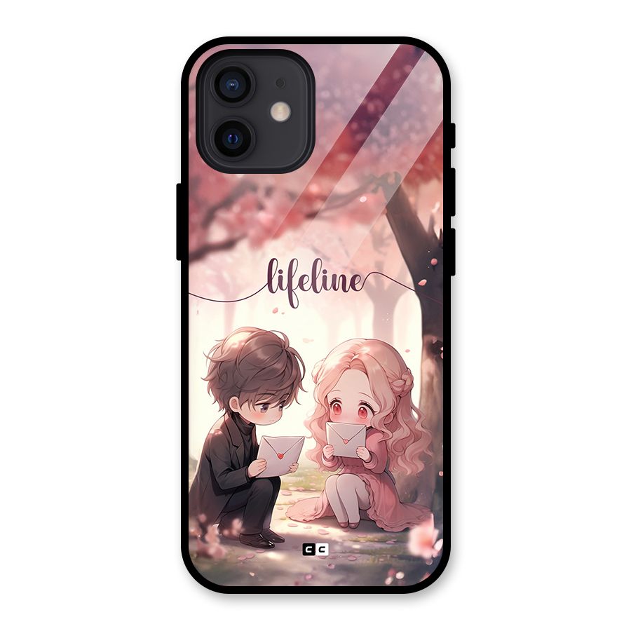 Cute Anime Couple Glass Back Case for iPhone 12