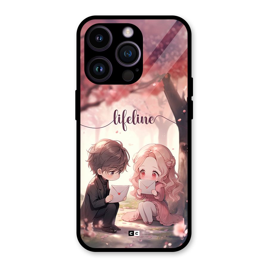Cute Anime Couple Glass Back Case for iPhone 14 Pro