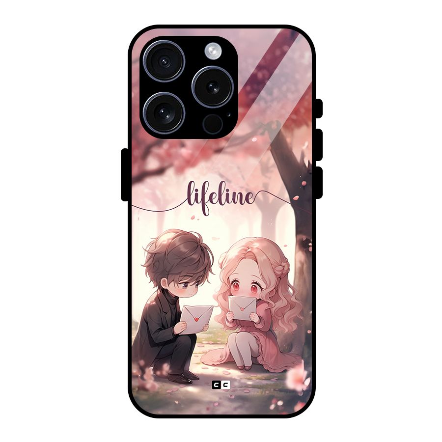 Cute Anime Couple Glass Back Case for iPhone 15 Pro