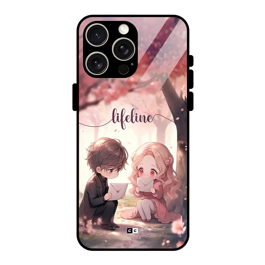 Cute Anime Couple Glass Back Case for iPhone 15 Pro Max