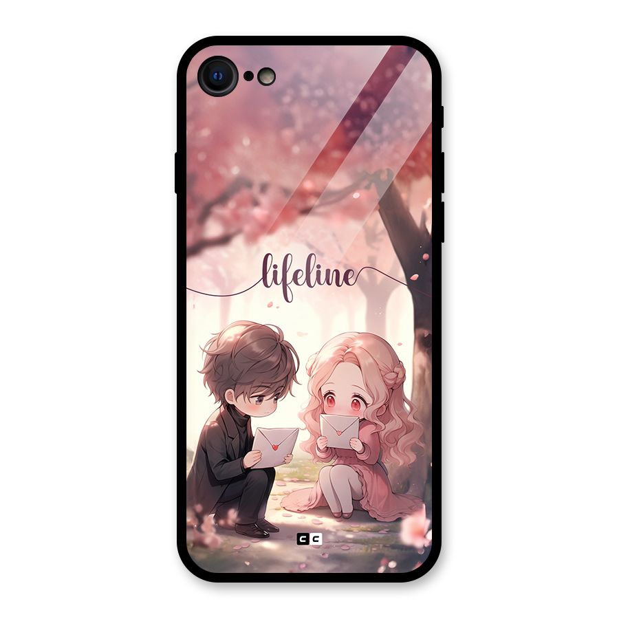 Cute Anime Couple Glass Back Case for iPhone 7