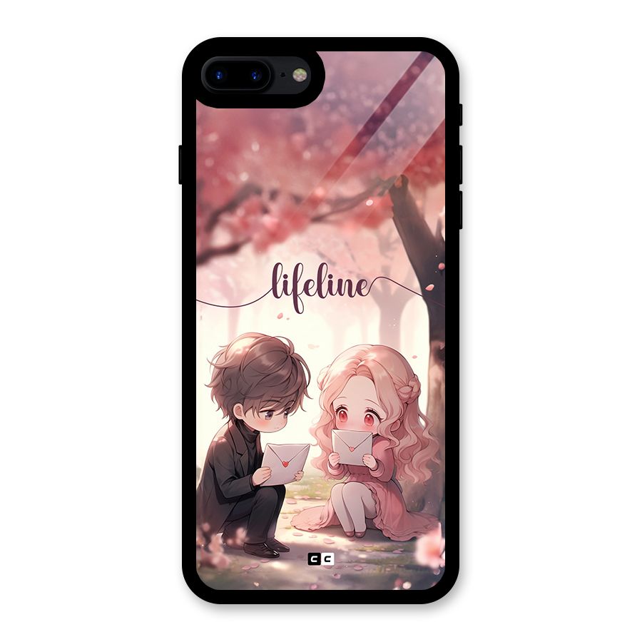 Cute Anime Couple Glass Back Case for iPhone 8 Plus