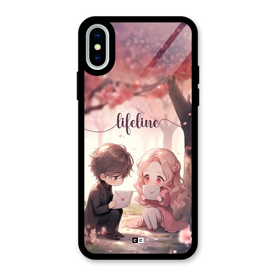 Cute Anime Couple Glass Back Case for iPhone XS