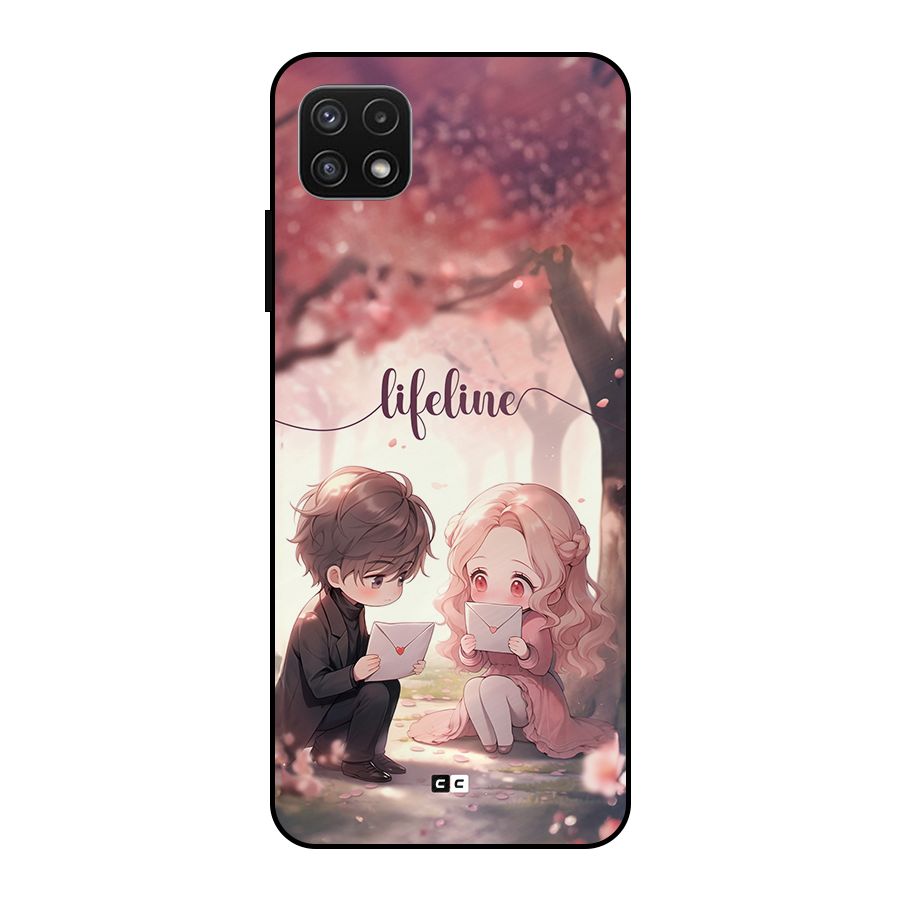 Cute Anime Couple Metal Back Case for Galaxy A22 5G