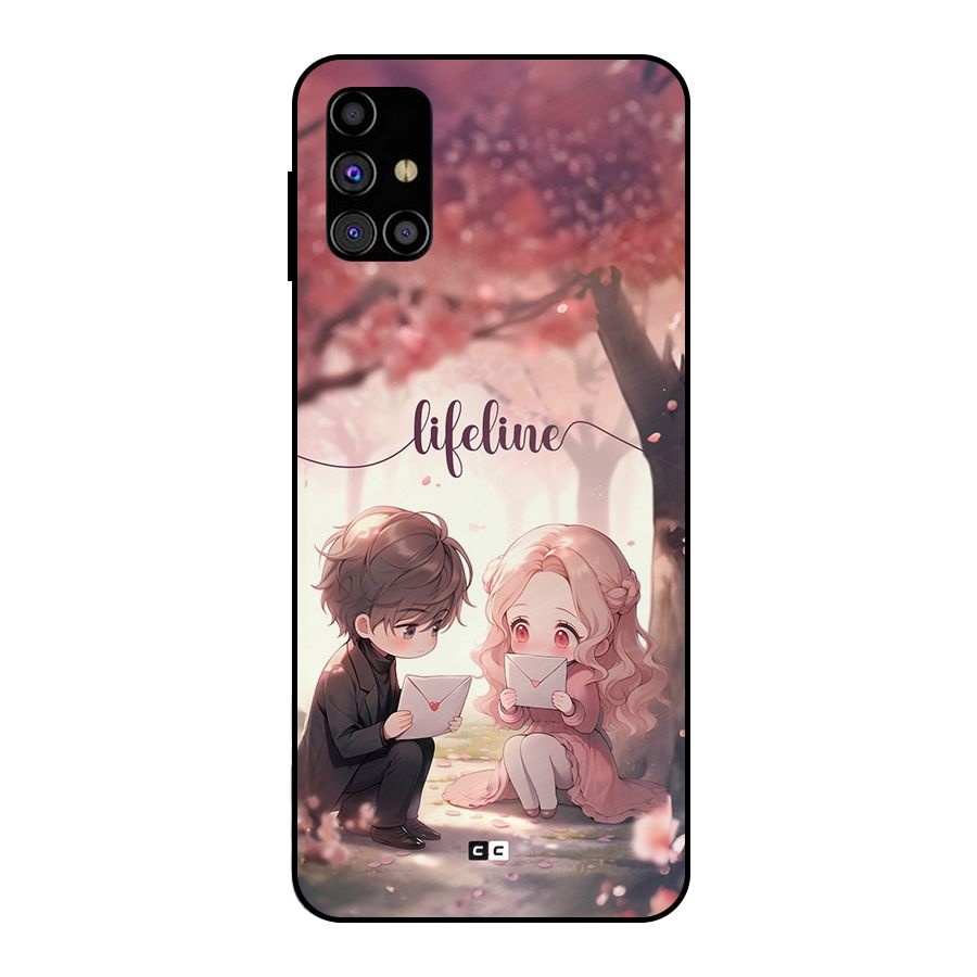 Cute Anime Couple Metal Back Case for Galaxy M31s