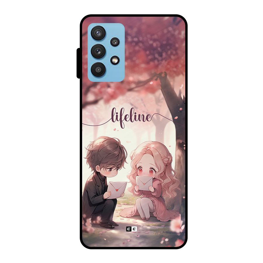 Cute Anime Couple Metal Back Case for Galaxy M32 5G