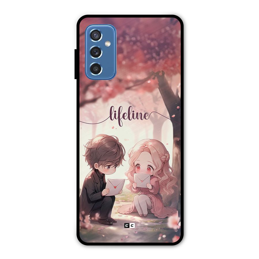 Cute Anime Couple Metal Back Case for Galaxy M52 5G
