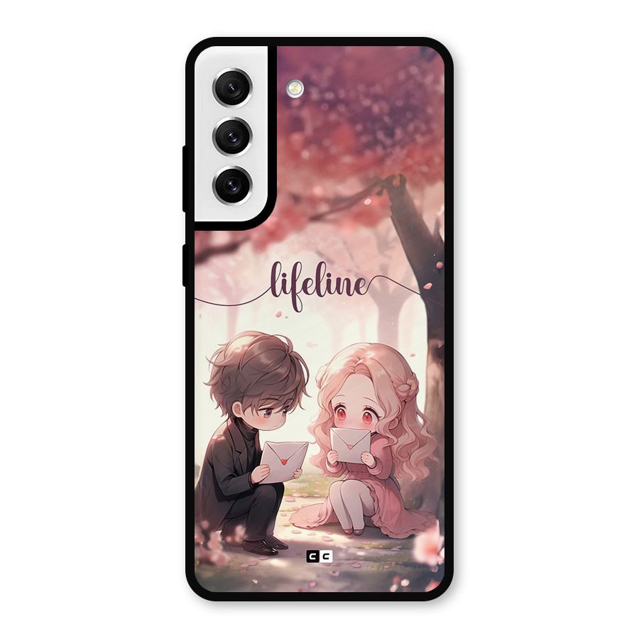 Cute Anime Couple Metal Back Case for Galaxy S21 FE 5G