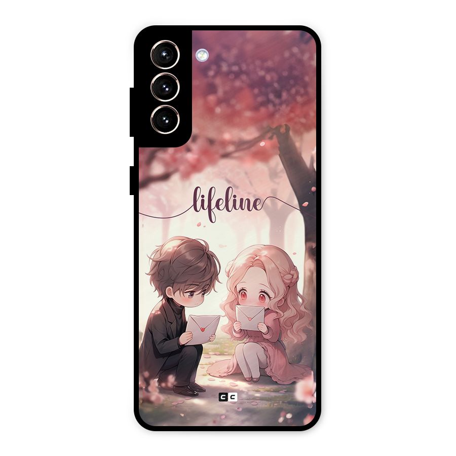 Cute Anime Couple Metal Back Case for Galaxy S21 Plus