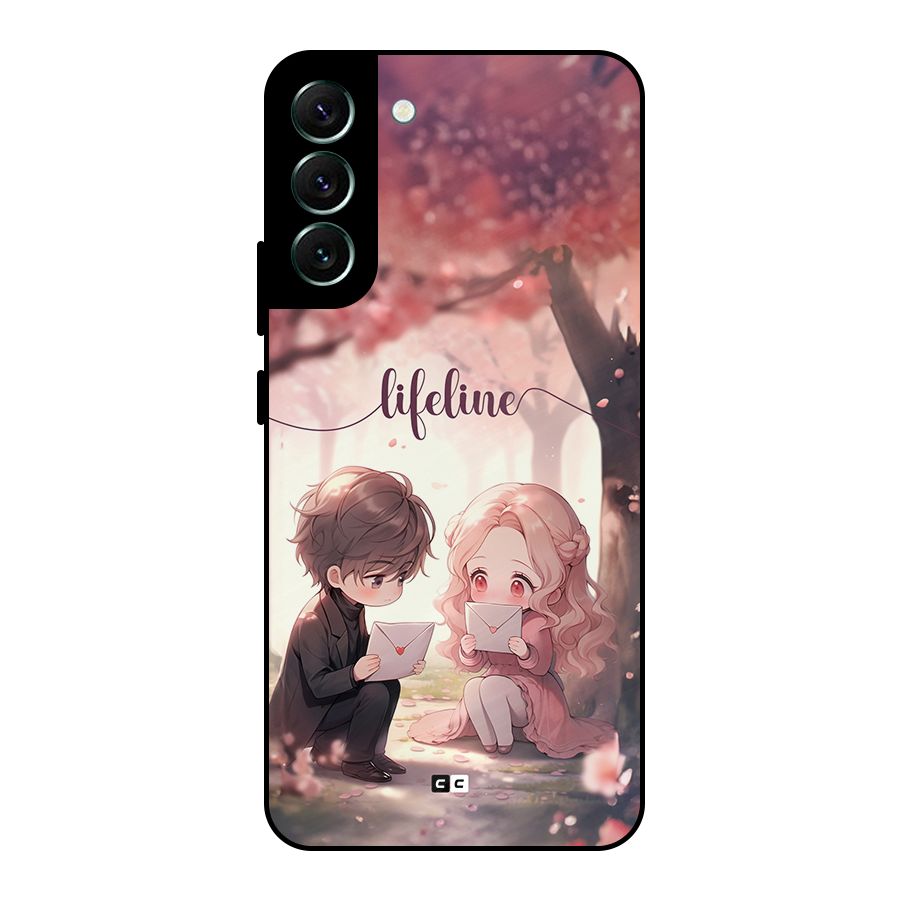 Cute Anime Couple Metal Back Case for Galaxy S22 Plus 5G