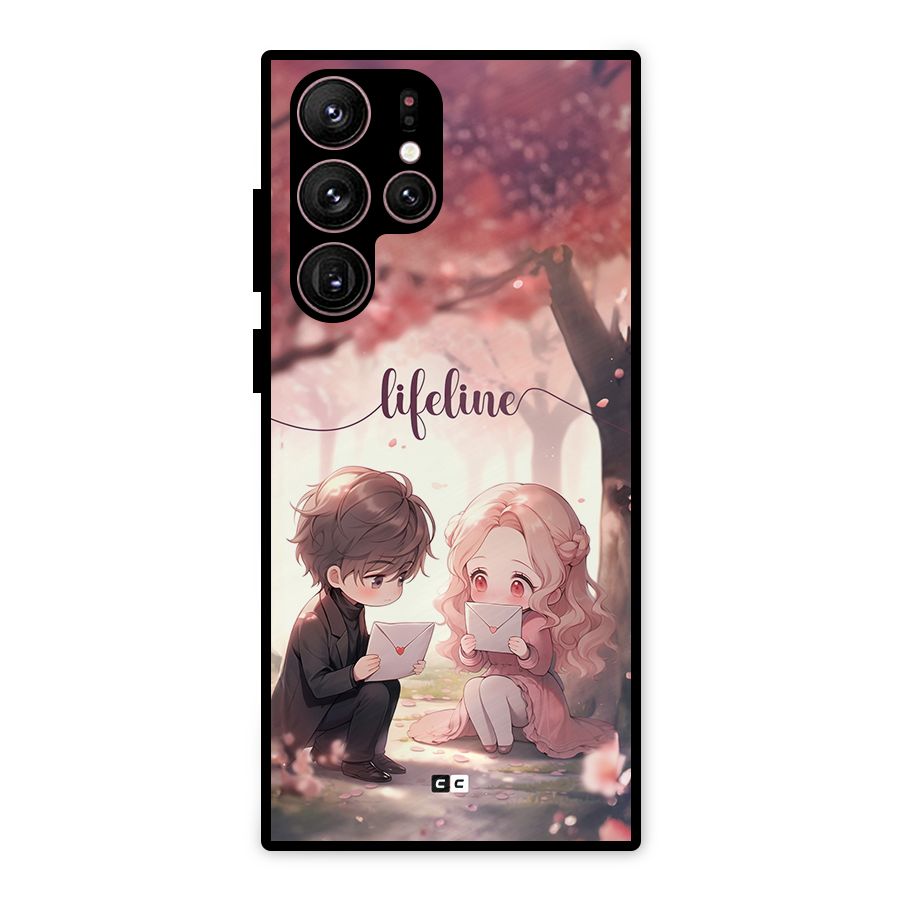 Cute Anime Couple Metal Back Case for Galaxy S22 Ultra 5G