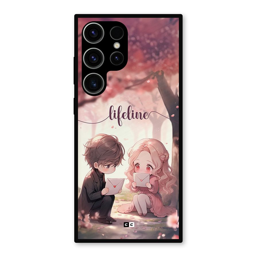 Cute Anime Couple Metal Back Case for Galaxy S23 Ultra
