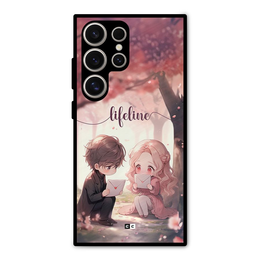 Cute Anime Couple Metal Back Case for Galaxy S24 Ultra