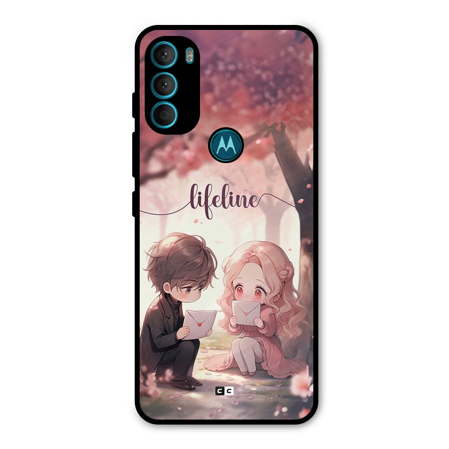 Cute Anime Couple Metal Back Case for Moto G71 5G