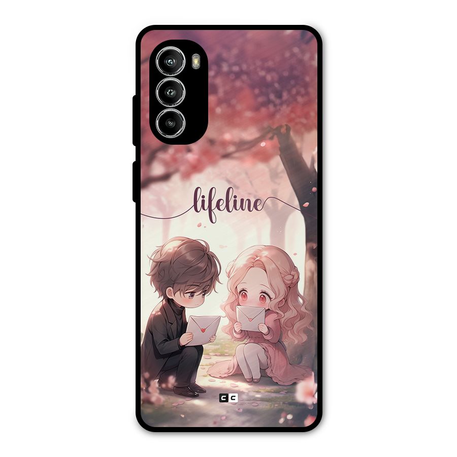 Cute Anime Couple Metal Back Case for Moto G82