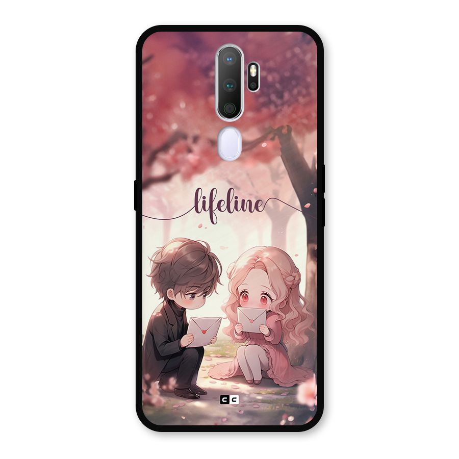 Cute Anime Couple Metal Back Case for Oppo A5 (2020)
