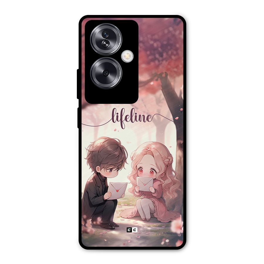Cute Anime Couple Metal Back Case for Oppo A79 5G