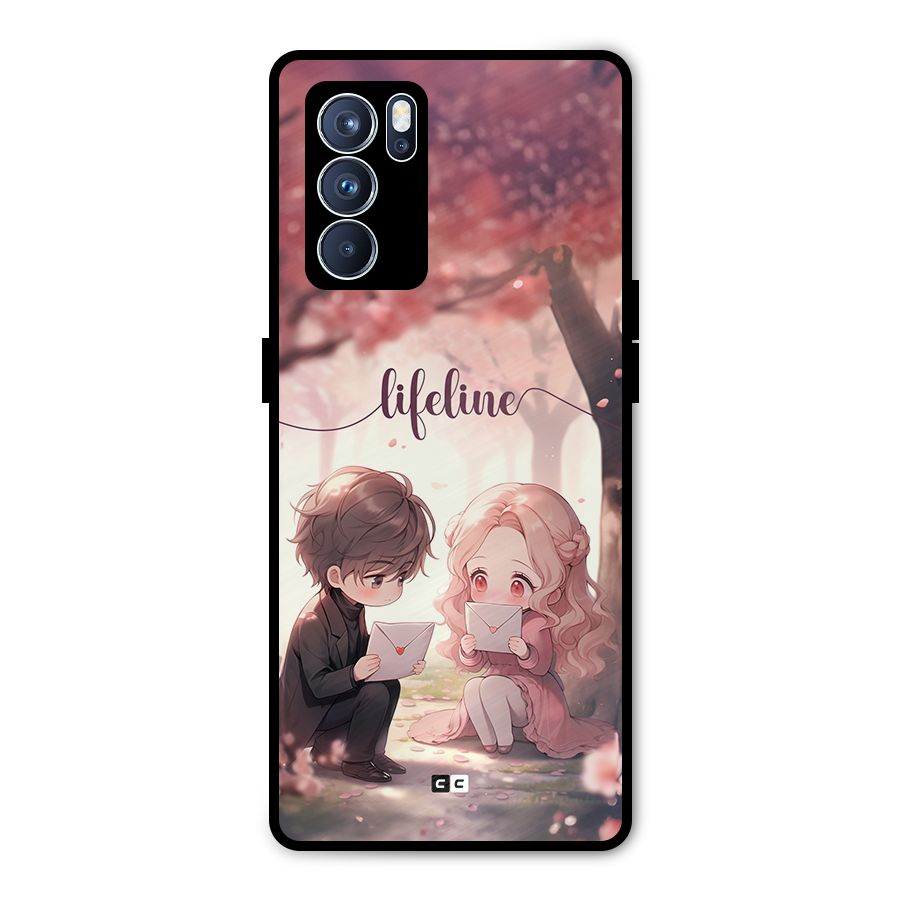 Cute Anime Couple Metal Back Case for Oppo Reno6 Pro 5G