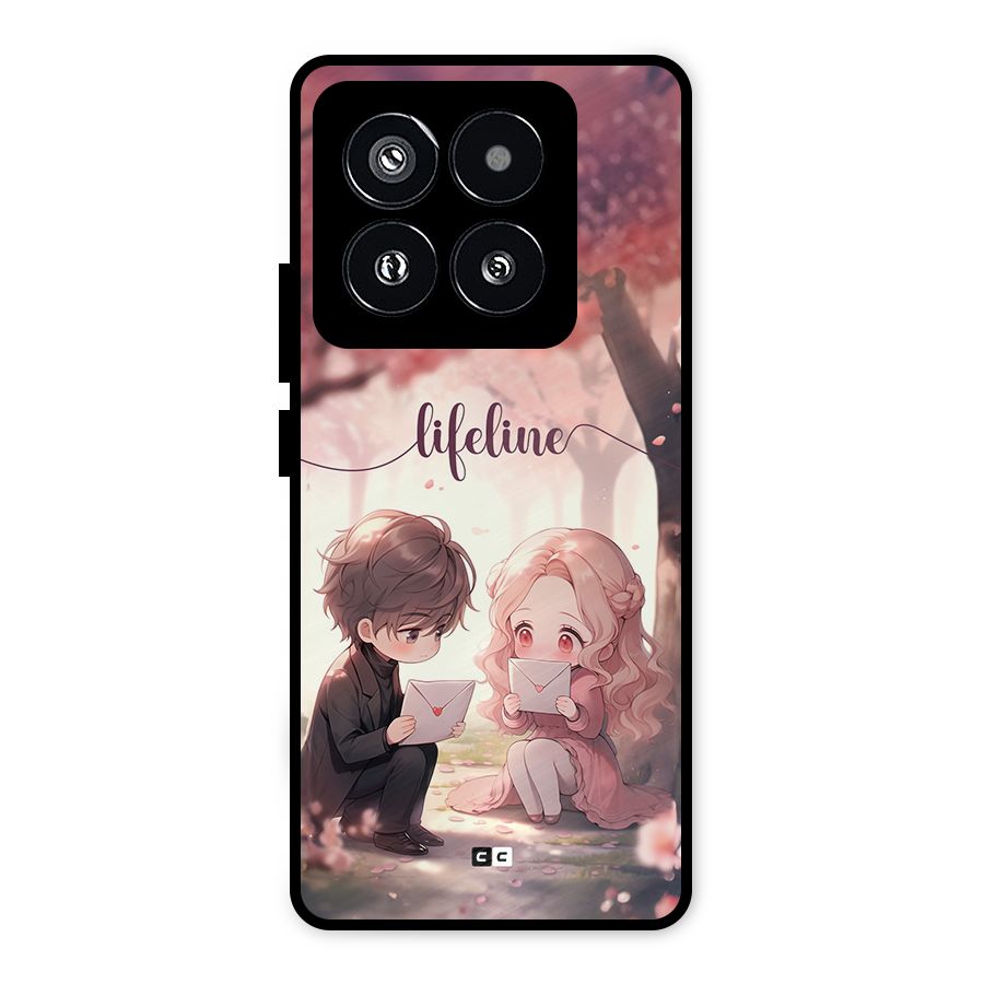 Cute Anime Couple Metal Back Case for Xiaomi 14 Pro