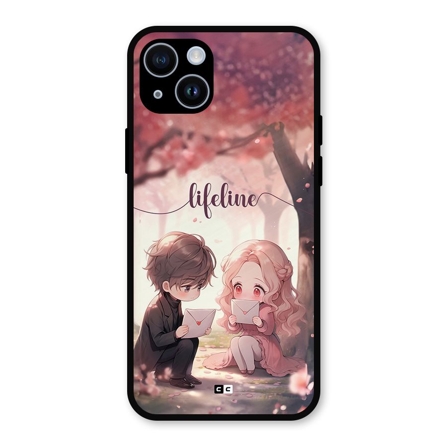 Cute Anime Couple Metal Back Case for iPhone 14