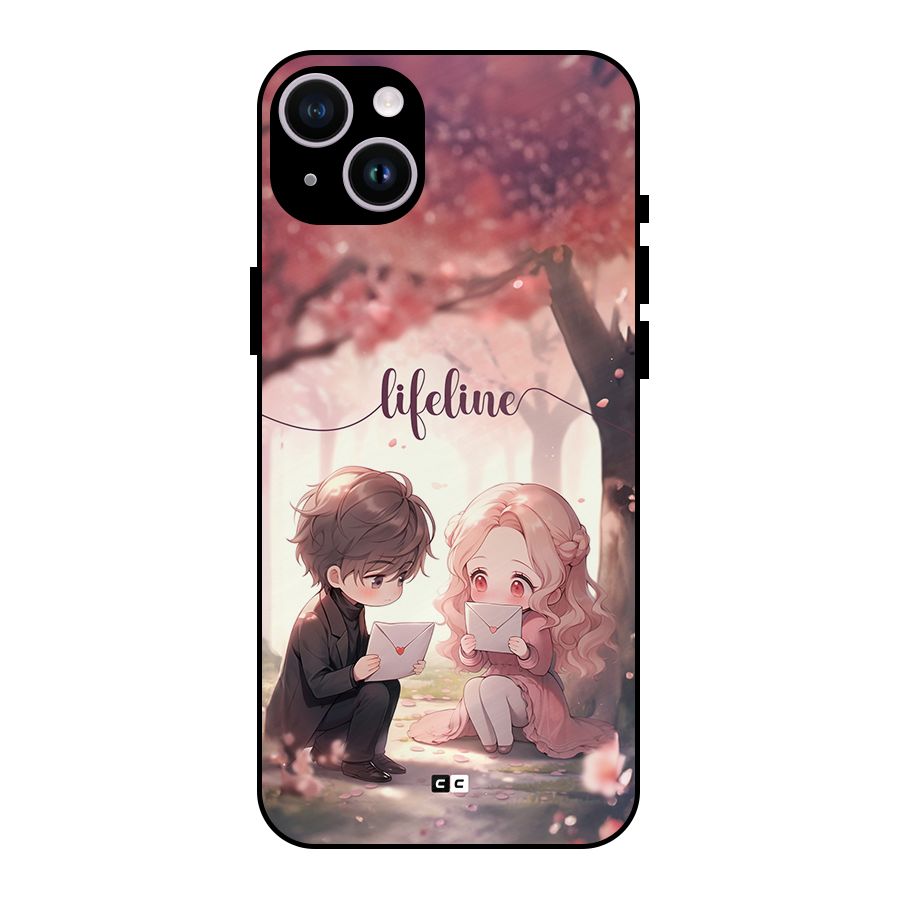 Cute Anime Couple Metal Back Case for iPhone 14 Plus