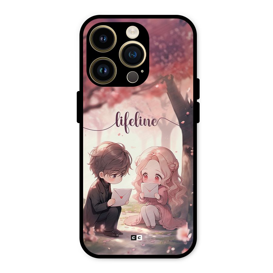 Cute Anime Couple Metal Back Case for iPhone 14 Pro