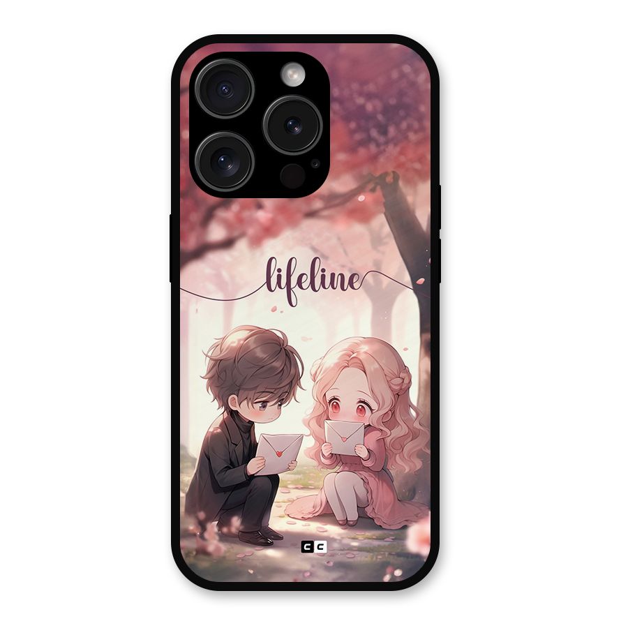Cute Anime Couple Metal Back Case for iPhone 15 Pro