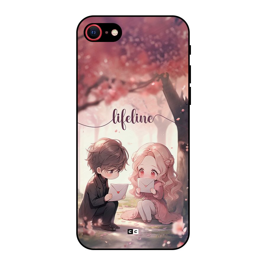 Cute Anime Couple Metal Back Case for iPhone SE 2022