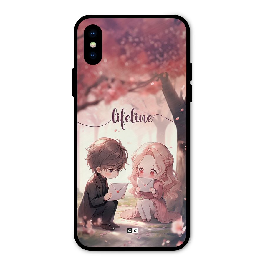 Cute Anime Couple Metal Back Case for iPhone X