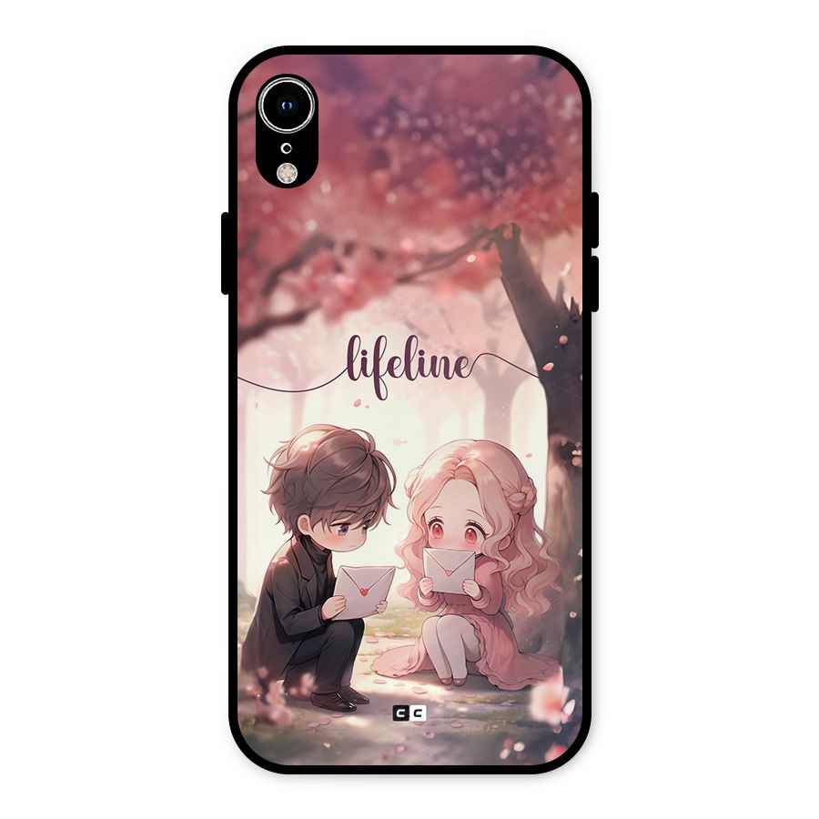 Cute Anime Couple Metal Back Case for iPhone XR