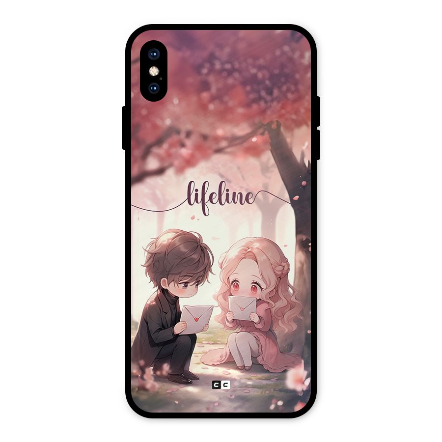Cute Anime Couple Metal Back Case for iPhone XS Max