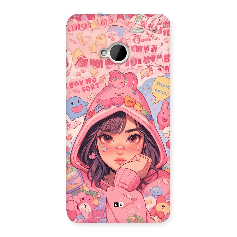 Cute Anime Girl Back Case for One M7 (Single Sim)