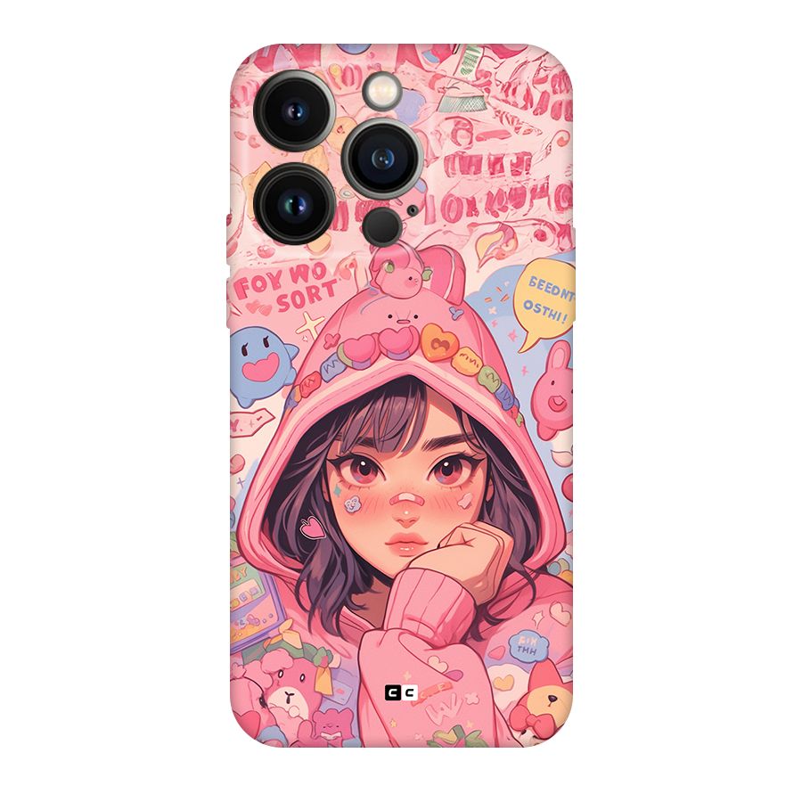 Cute Anime Girl Back Case for iPhone 14 Pro