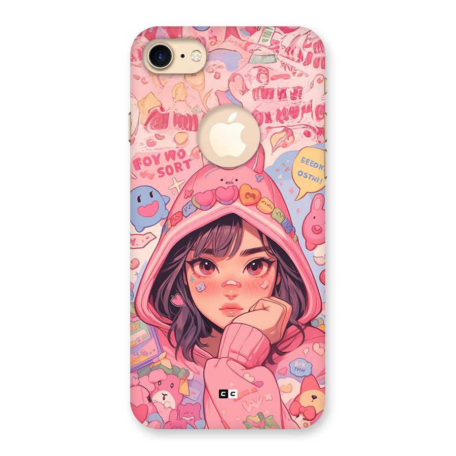 Cute Anime Girl Back Case for iPhone 7 Logo Cut