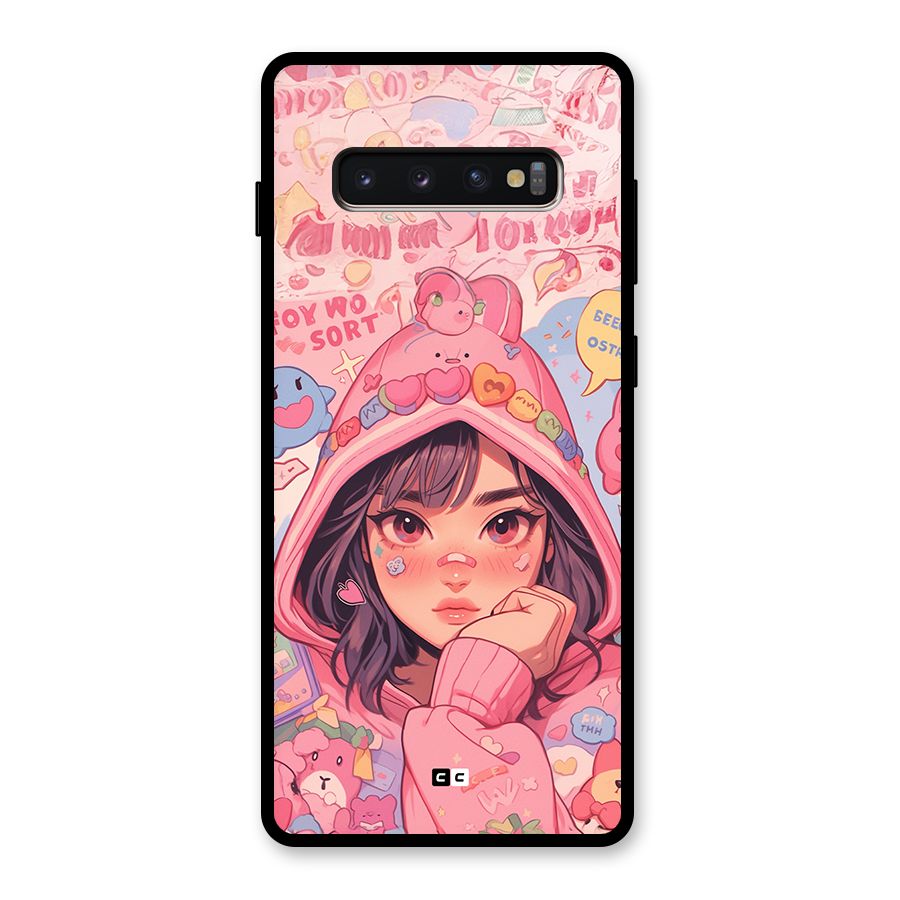 Cute Anime Girl Glass Back Case for Galaxy S10 Plus