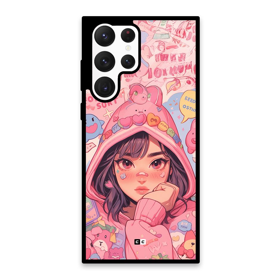 Cute Anime Girl Glass Back Case for Galaxy S22 Ultra 5G