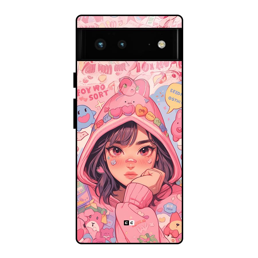 Cute Anime Girl Glass Back Case for Google Pixel 6