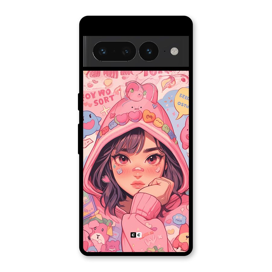 Cute Anime Girl Glass Back Case for Google Pixel 7 Pro