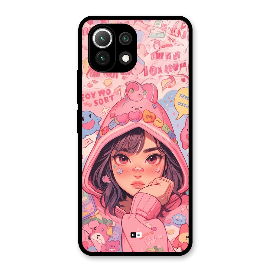 Cute Anime Girl Glass Back Case for Mi 11 Lite