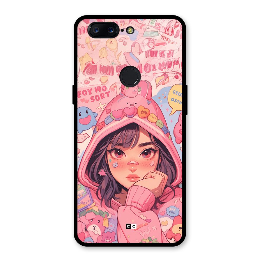Cute Anime Girl Glass Back Case for OnePlus 5T