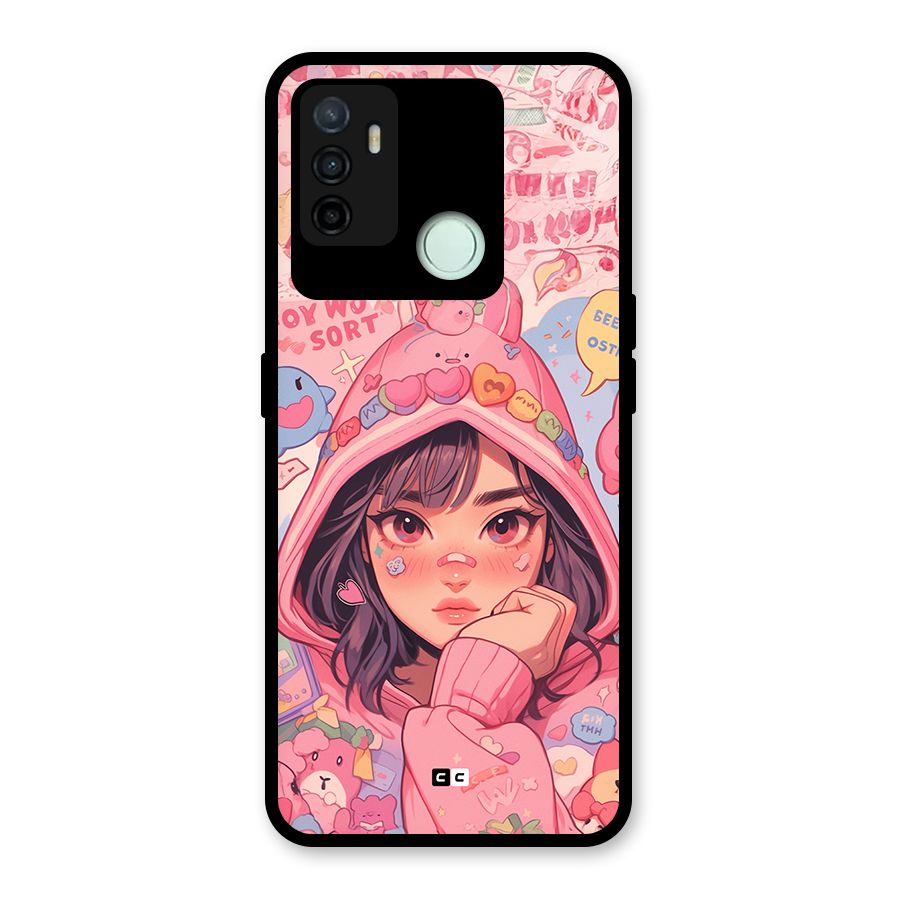 Cute Anime Girl Glass Back Case for Oppo A53